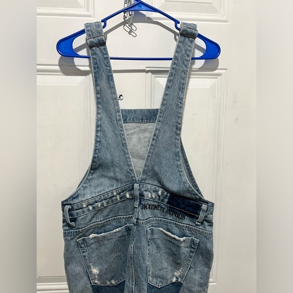 ONE X ONETEASPOON Hooligan Distressed Cropped Denim overalls size 25 - Picture 6 of 8